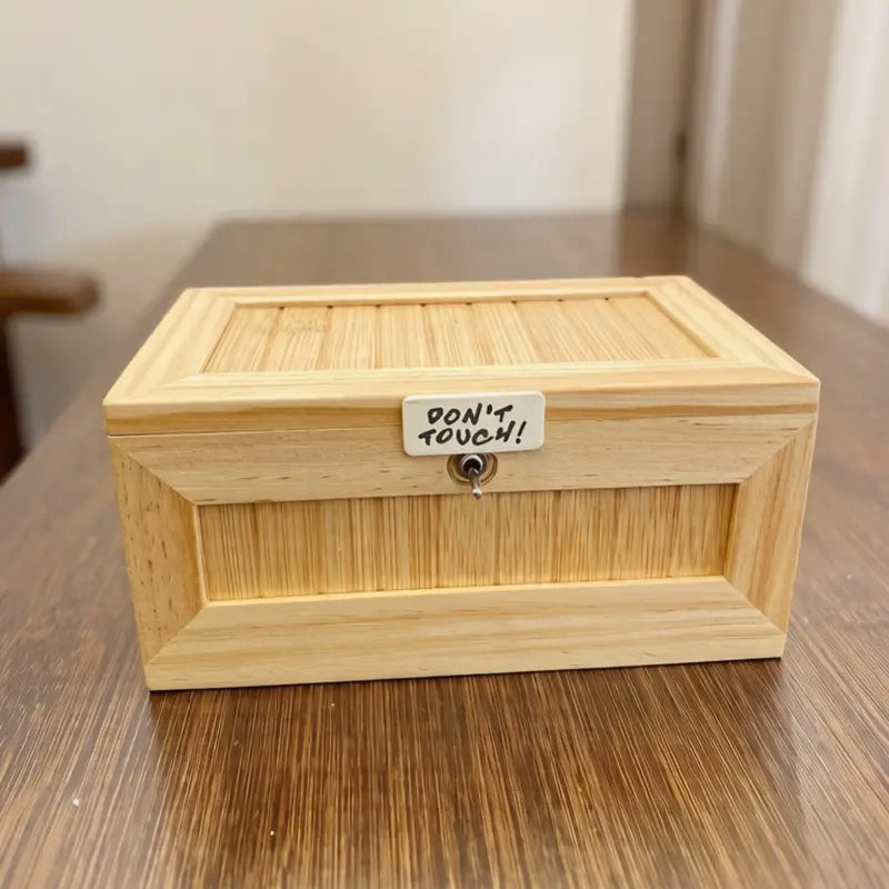Useless Box Prank Desk Toy with Tiger, Rechargeable Wood Gag Gift