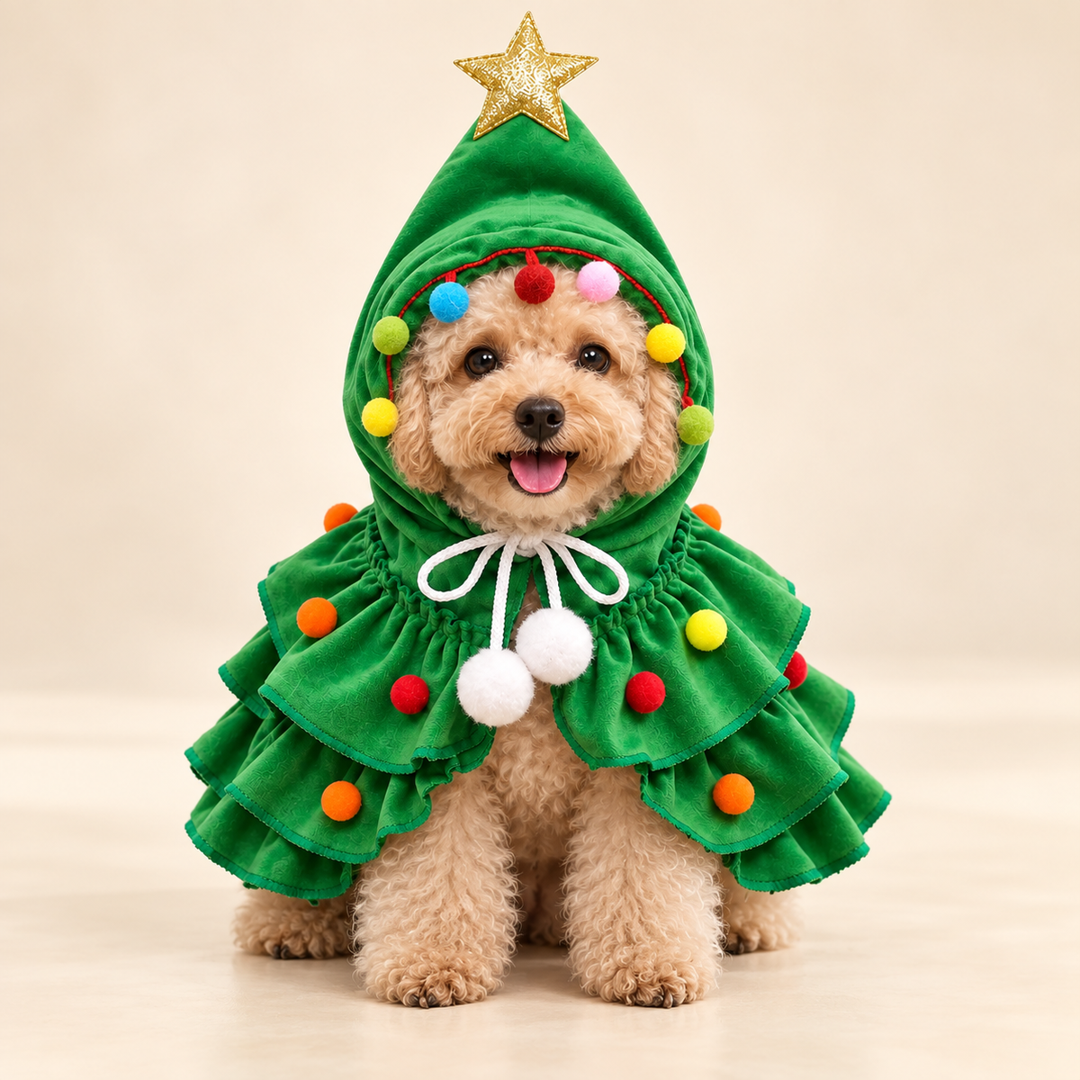 Christmas Tree Dog Costume with Star Hood