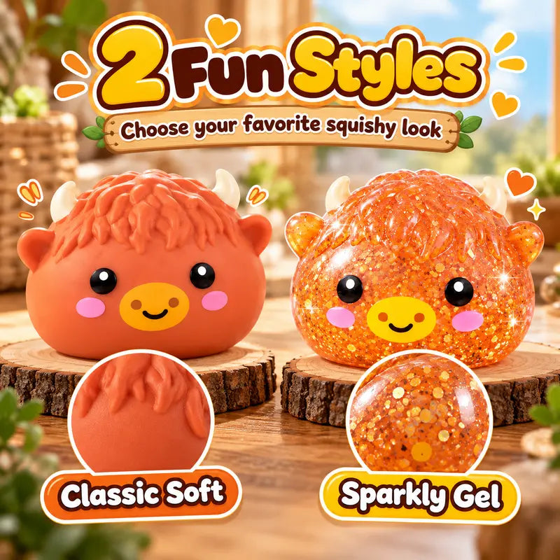 Highland Cow Squishy Toy, Kawaii Stress Relief Fidget 3