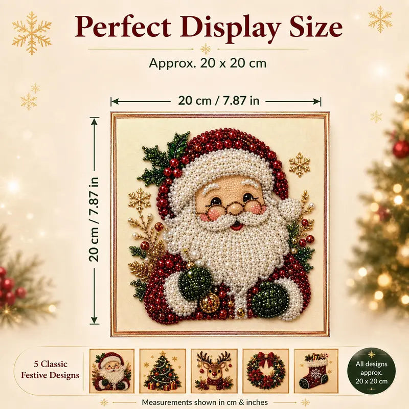 Christmas Pearl Art DIY Kit, 3D Bead Painting Craft, 8 x 8 In 5