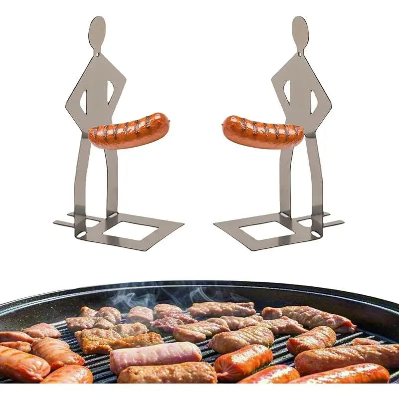 Funny Hot Dog Holder Stainless Steel BBQ Grill Stands, 2 Pack 1