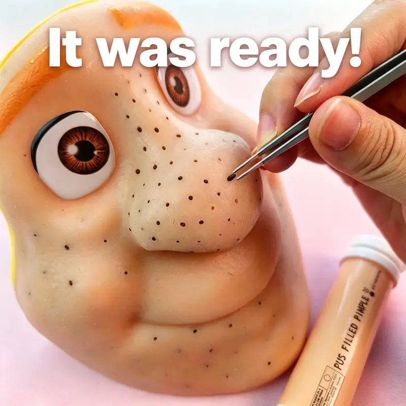 Pimple Popping Toy, Refillable Silicone Face with Tweezers 2
