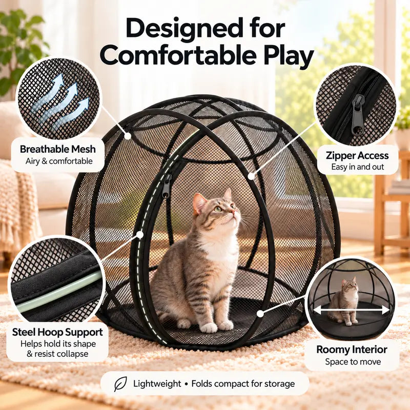Pop-Up Cat Playpen Collapsible Mesh Enclosure, 73 cm 3