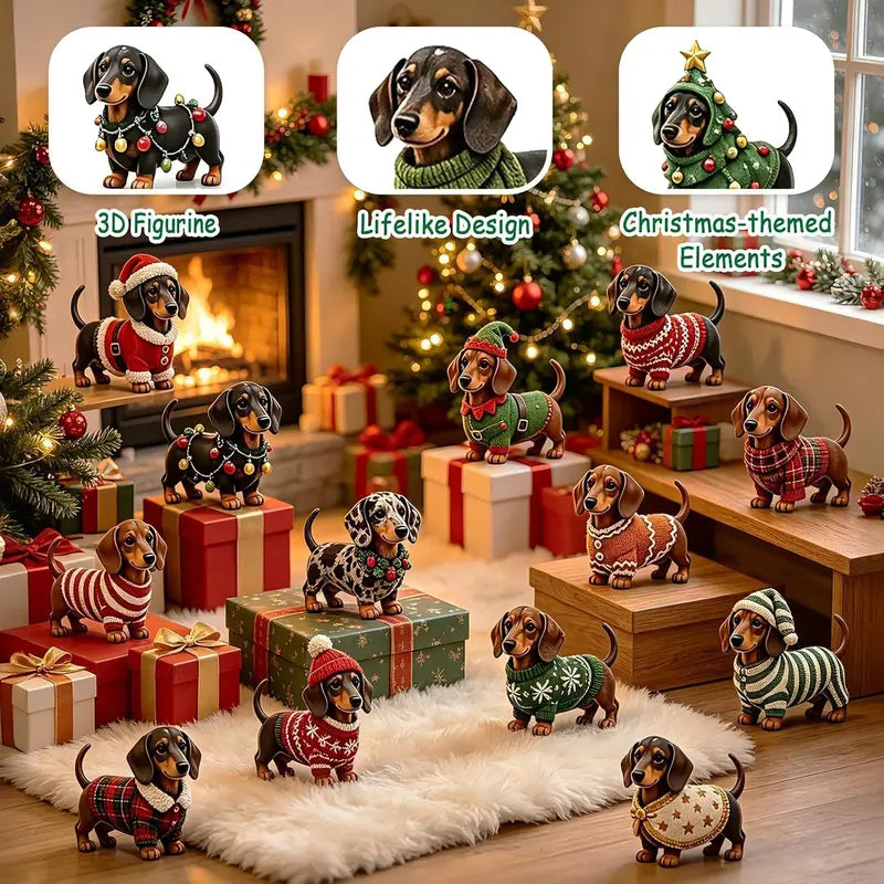 Dachshund Advent Calendar with 24 Mini Dog Figurines 3