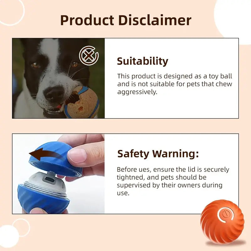 Interactive Dog Ball, Self-Moving Rechargeable Rolling Toy 4