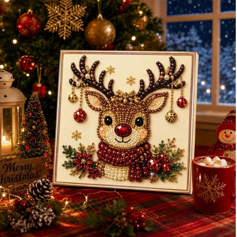 Christmas Pearl Art DIY Kit, 3D Bead Painting Craft, 8 x 8 In 4