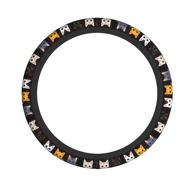 Cat Steering Wheel Cover - Stretch Anti-Slip Neoprene, 15 Inch 3