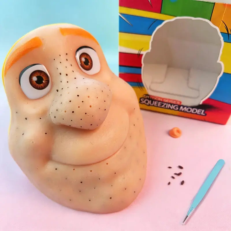 Pimple Popping Toy, Refillable Silicone Face with Tweezers 1