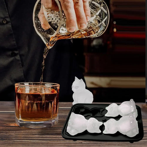 3D Cat Ice Cube Mold with Lid, 4 Cavity Silicone Tray 2
