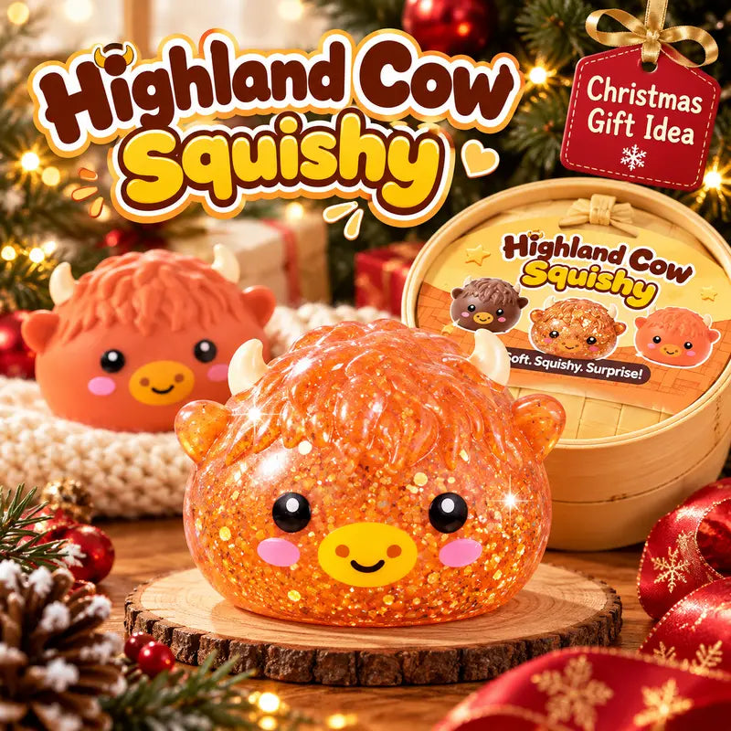 Highland Cow Squishy Toy, Kawaii Stress Relief Fidget 5