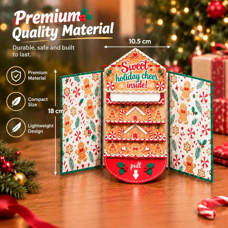 Christmas Gift Card Holder Pull-Tab Waterfall Greeting Card 4