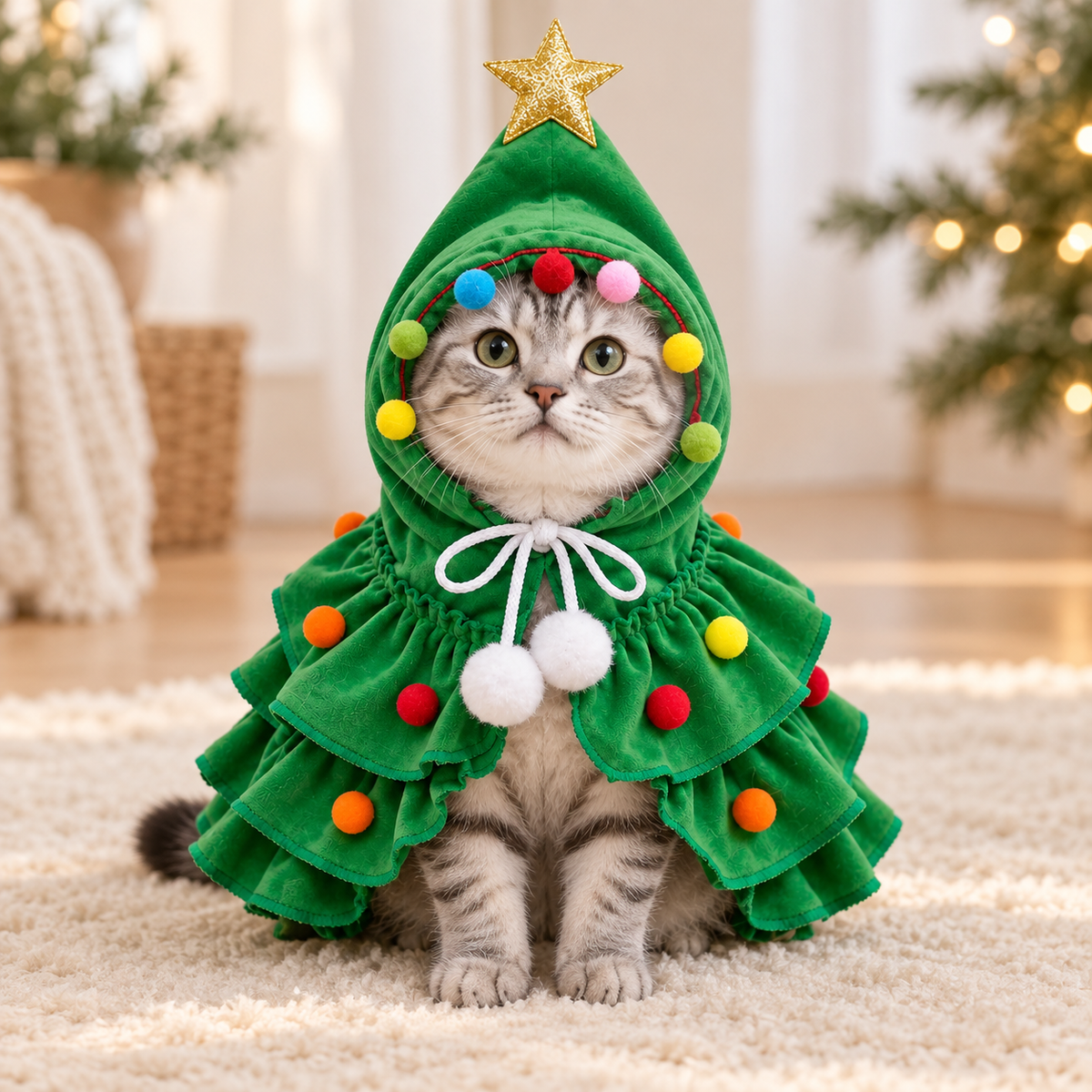 Christmas Tree Pet Costume with Star Hood 4