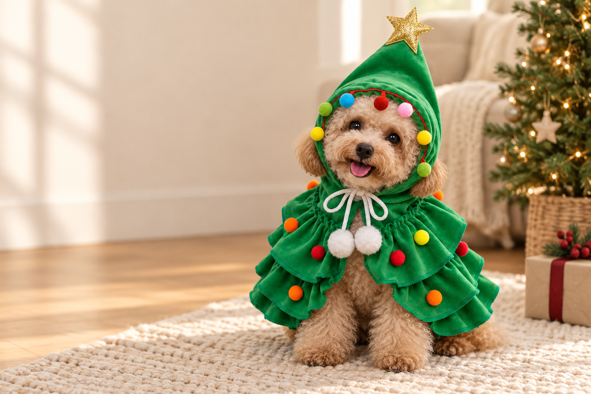 Christmas Tree Pet Costume with Star Hood 2
