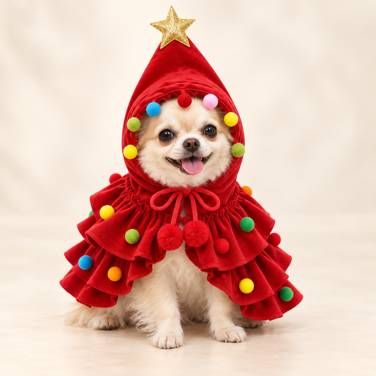 Christmas Tree Pet Costume with Star Hood 3