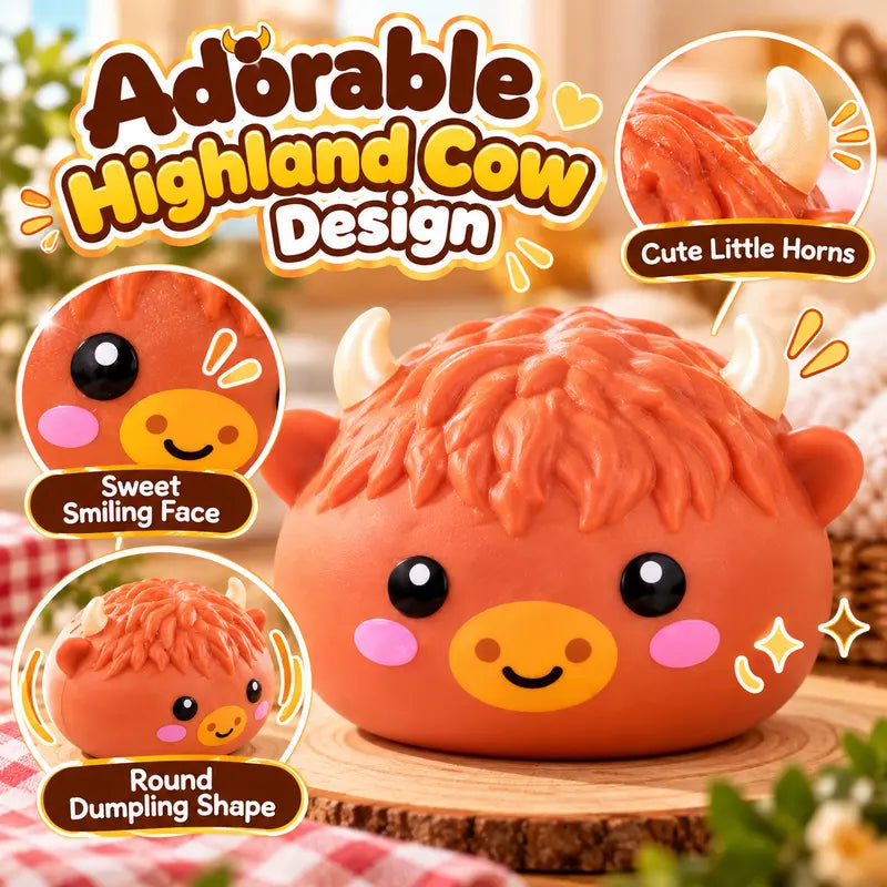 Highland Cow Squishy Toy, Kawaii Stress Relief Fidget 1