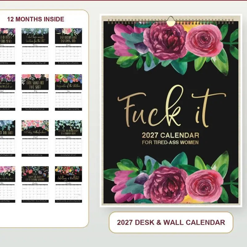 Funny 2027 Wall Calendar with Sarcastic Quotes for Women 2