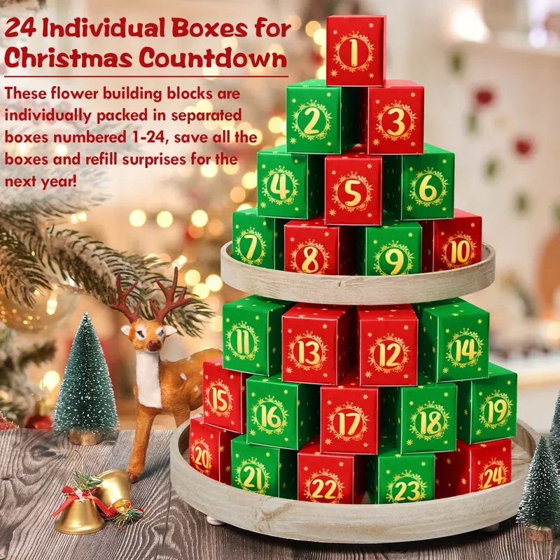 Flower Bouquet Advent Calendar Building Block Set, 24 Days 3