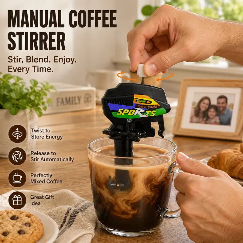 Outboard Motor Coffee Stirrer, Wind-Up Novelty Drink Mixer 4