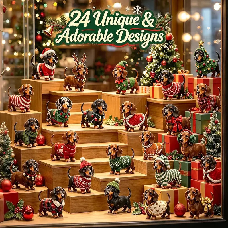 Dachshund Advent Calendar with 24 Mini Dog Figurines 2